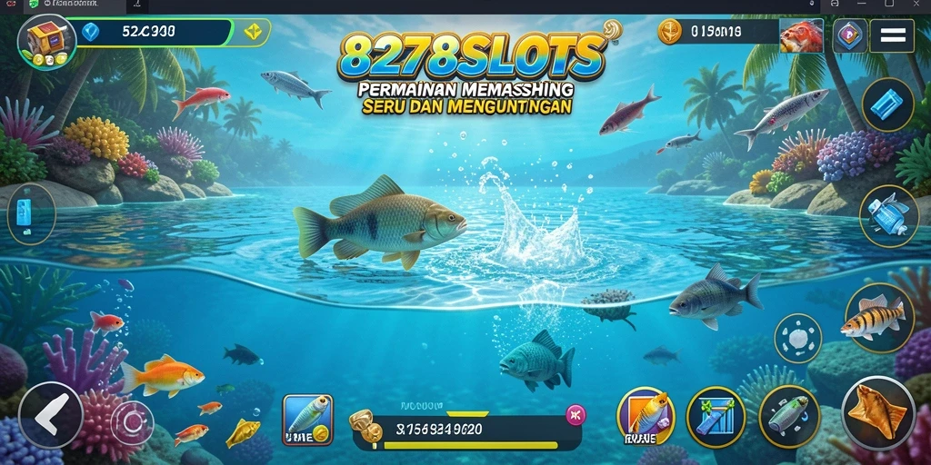 Tampilan gameplay seru dari 8278SLOTS dengan aksi menangkap ikan.