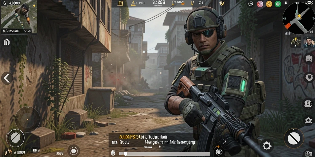 Screenshot AJO89 menampilkan aksi menegangkan dalam pertempuran FPS.