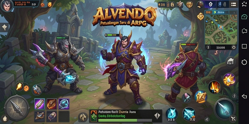Tampilan gameplay seru di <strong>ALVENDO</strong> saat bertarung melawan monster.