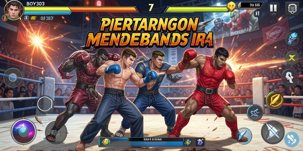 Screenshot gameplay BOY303 menampilkan pertarungan yang intens dan karakter yang dinamis.