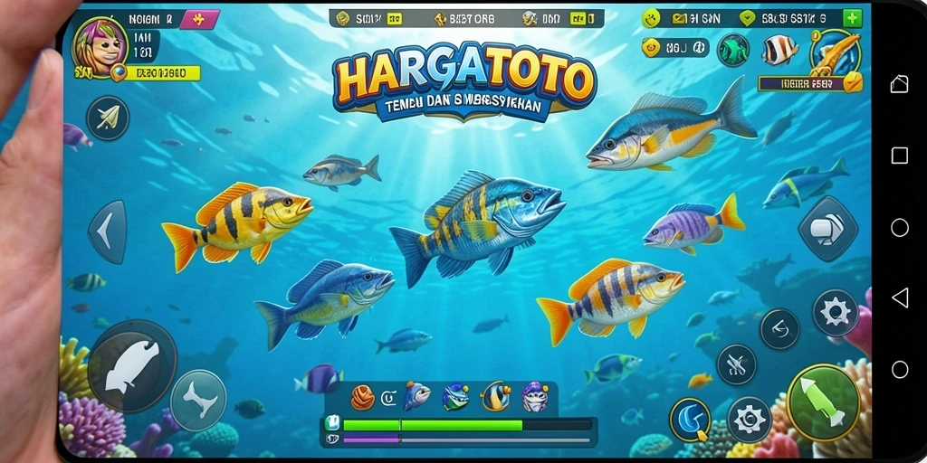 Tampilan menarik dalam gameplay HARGATOTO saat menembak ikan.