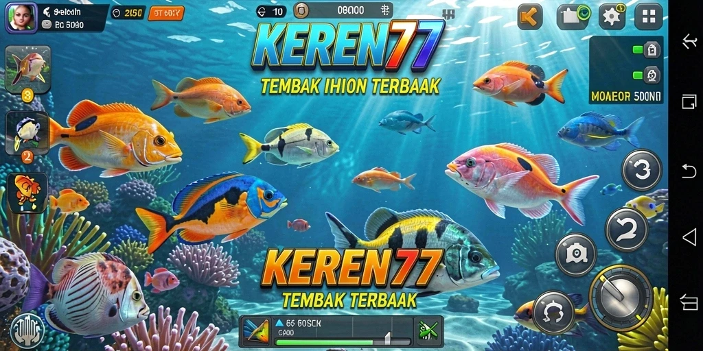 Menampilkan gameplay seru Tembak Ikan KEREN77 dengan grafis memukau.