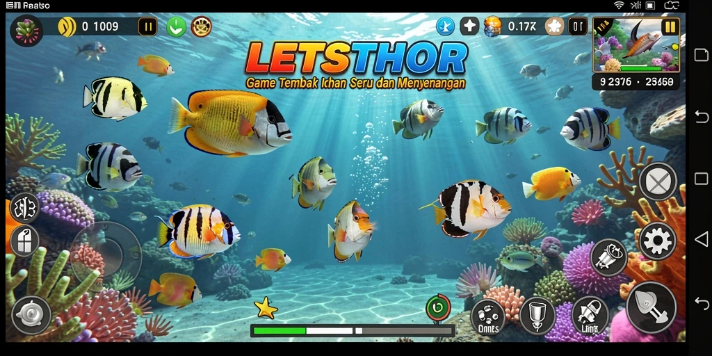 Tampilan seru gameplay Tembak Ikan di LETSTHOR.