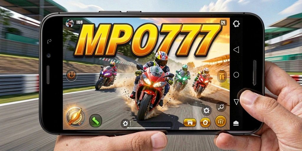 Screenshot gameplay MPO777 yang menunjukkan momen balap motor yang menegangkan.
