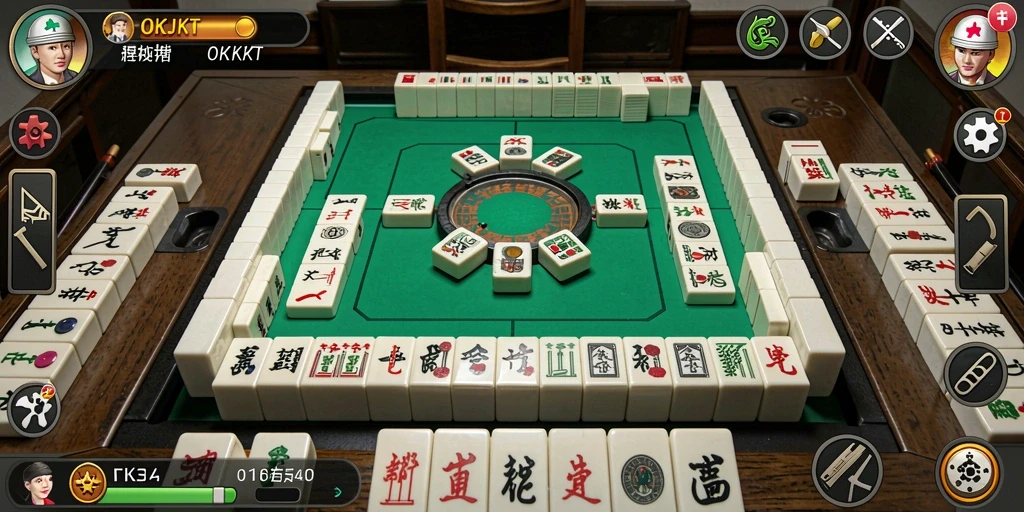 Screenshot OKJKT menampilkan sesi permainan Mahjong yang mendebarkan dan interaktif.