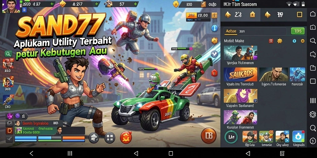 Tampilan utama aplikasi SAND77 dengan berbagai fitur Utility.
