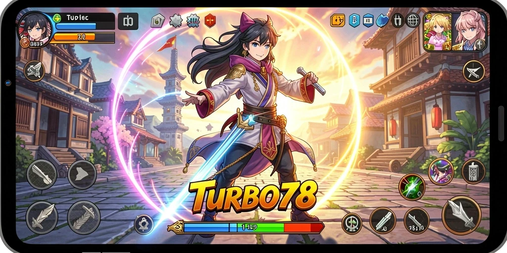Tampilan gameplay TURBO78 yang menakjubkan dengan karakter Anime favorit.